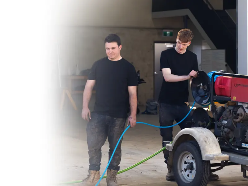 Central Vic Jetting team with drain jetting equipment, ready for blocked drain jobs in Eaglehawk