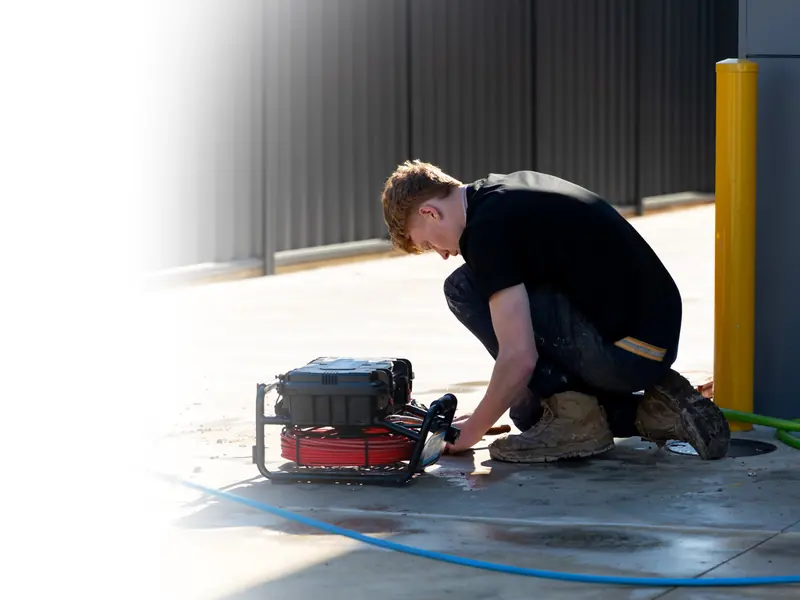 Central Vic Jetting team ready to clear blocked drains and tree roots at a Kangaroo Flat home