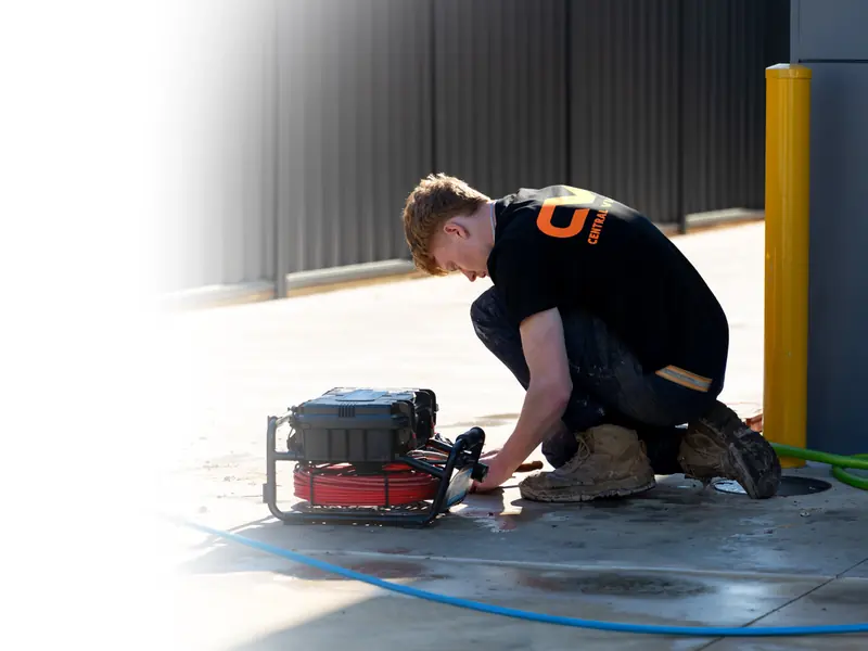 Central Vic Jetting technicians carrying out preventative drain cleaning at a Bendigo commercial property