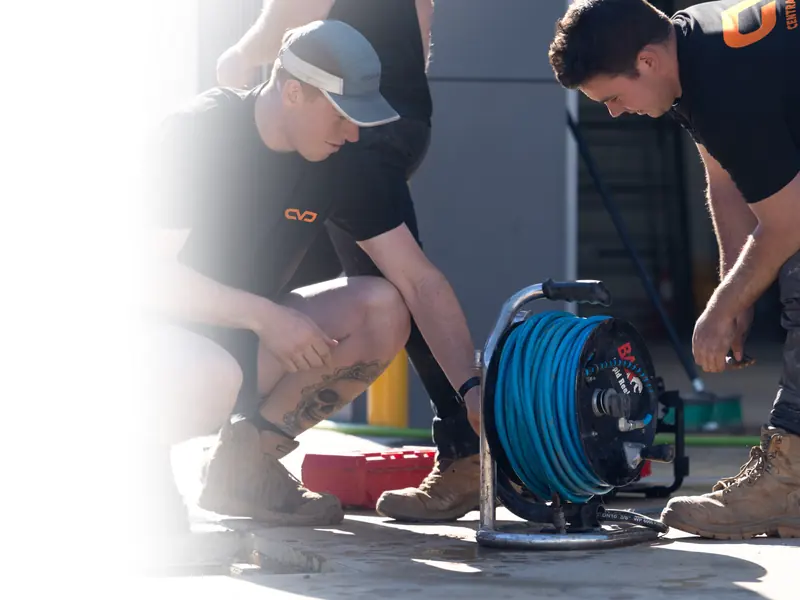 Central Vic Jetting technicians setting up drain jetting equipment